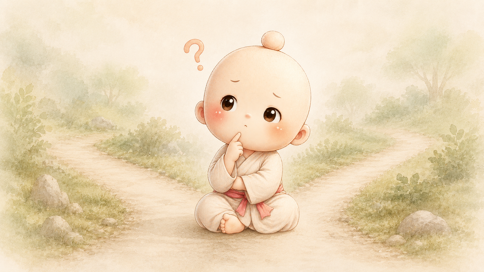 分かれ道で考える禅ちゃん