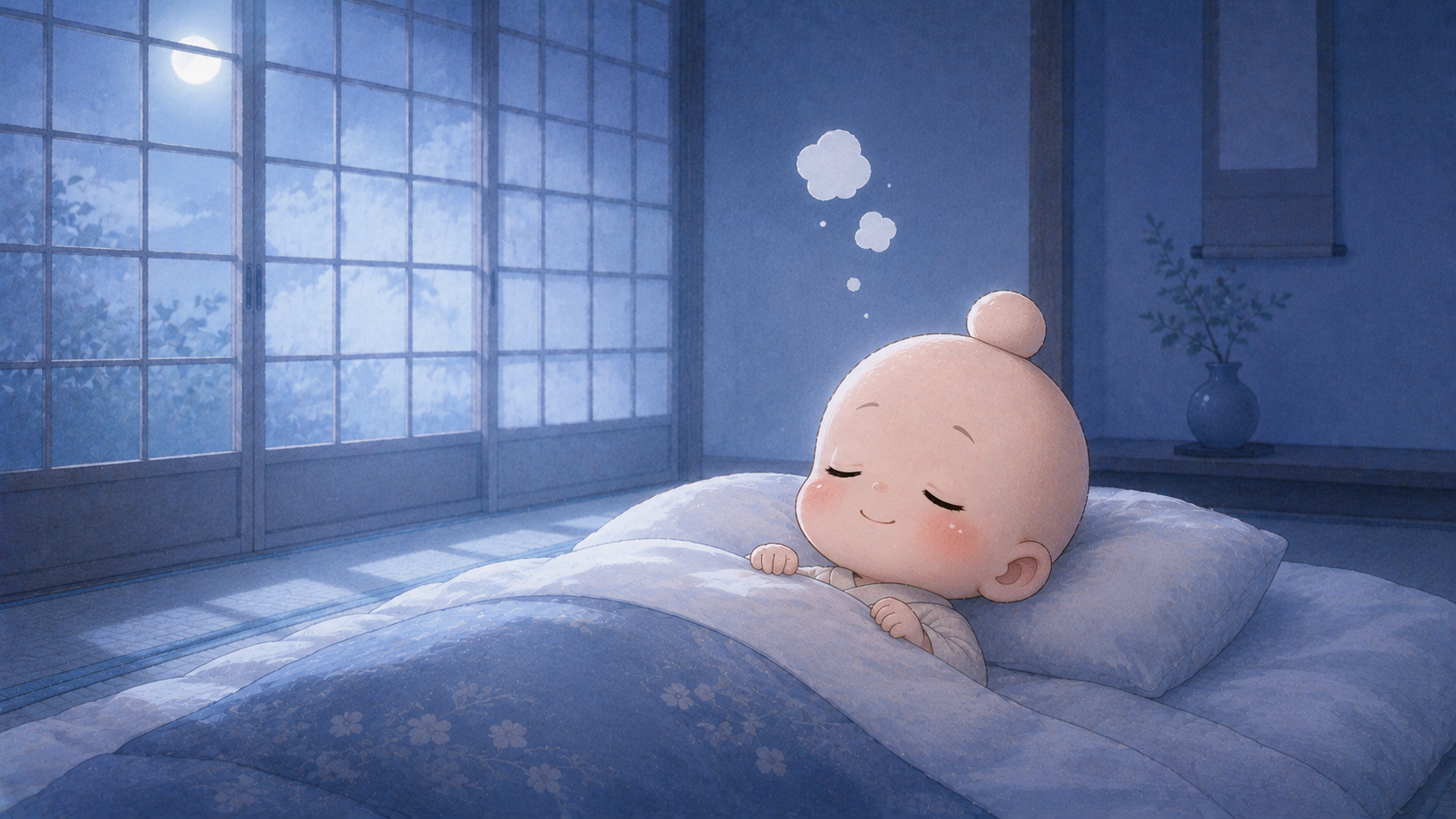 布団でぐっすり眠る禅ちゃん