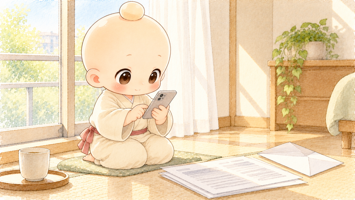 窓ぎわで落ち着いてスマホのメールを打つ禅ちゃん